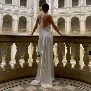 Halter Ivory Open Back Reception/Wedding Dress Sz M